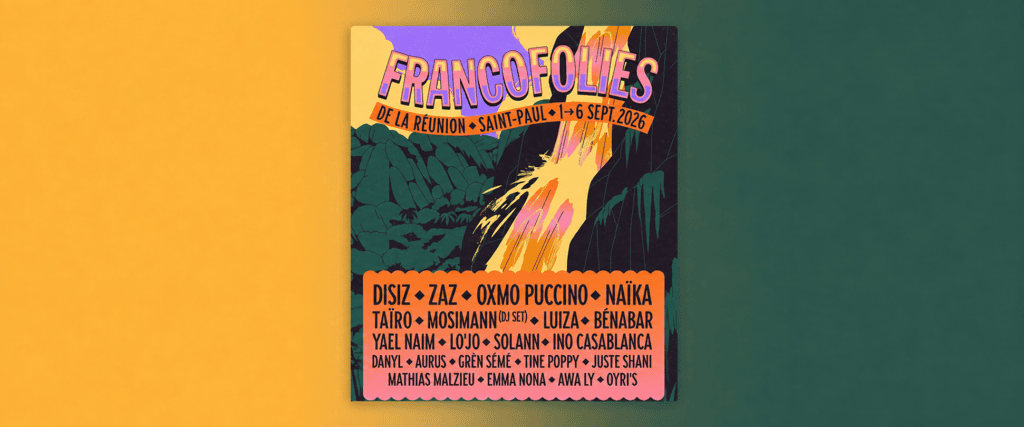 Affiche des Francofolies de La Réunion 2026, du 1er au 6 septembre à Saint-Paul